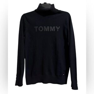 Tommy Hilfiger Women’s Black With Sequin Tommy On Front Turtleneck PETITE S